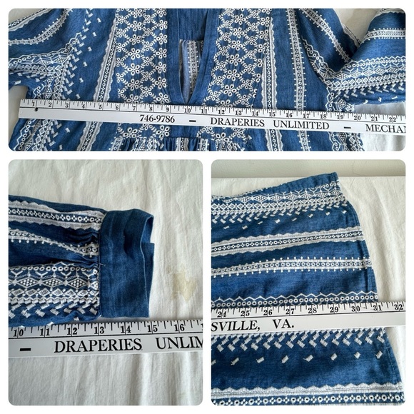 Zara Embroidered Eyelet Chambray Tunic Peasant Mini Dress - Picture 14 of 14